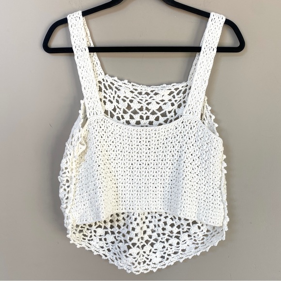 Rebecca Taylor “Crochet Doily” white moonstone  open knit tank top Size … - Picture 10 of 15